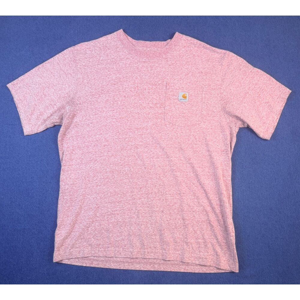 Carhartt Original Fit Mens Large Heather Pink Pocket Logo Workwear T Shirt